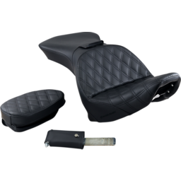 Explorer Seat - With Backrest - Lattice Stitched - Black - FLSTS thumbnail-0