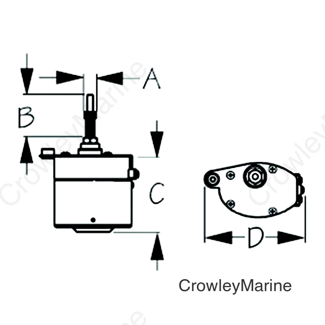 SeaDog Stamped Powder Coated Steel & Stainless Standard 12V Wiper Motor | 2-1/2" Shaft | Black Finish