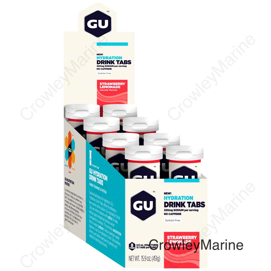 GU Hydration Drink Tabs: Strawberry Lemonade Box of 8 Tubes