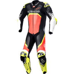 GP Tech v4 Leather Suit - Black/Red/Yellow Fluorescent - US 38 / EU 48