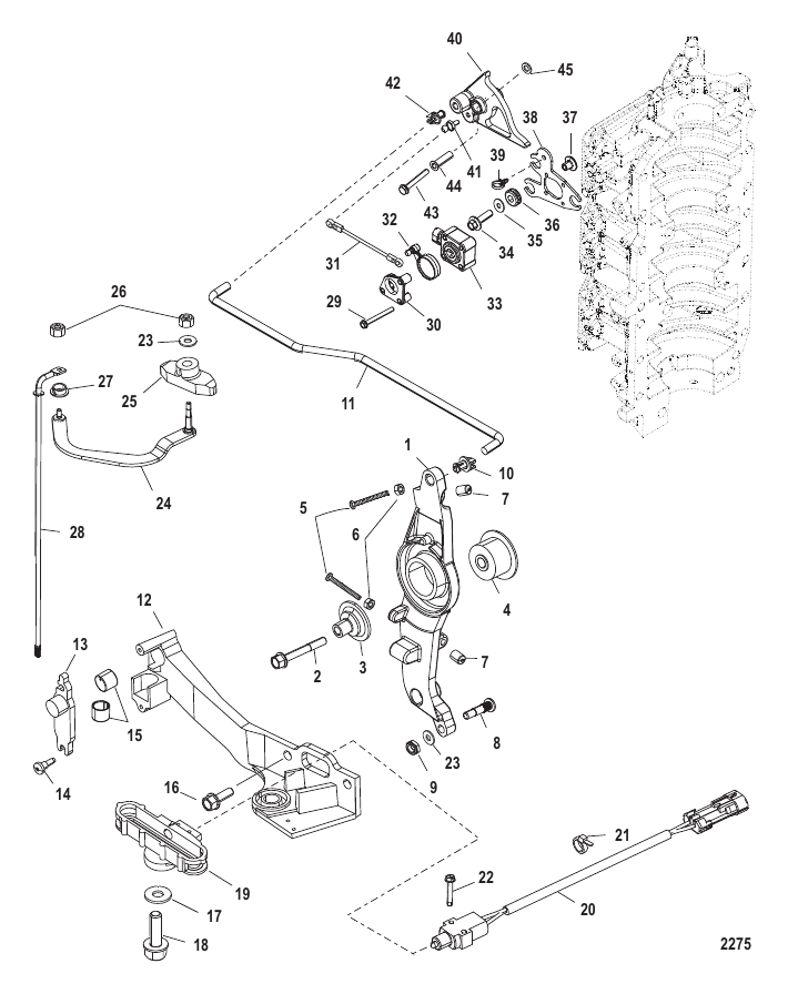 Serial Range Outboard 3.0L DSI (Diesel Spark Ignition) - 1E052967 & Up - Throttle Linkage