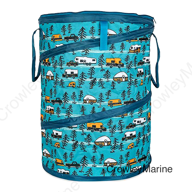 Camco 42987 Pop-Up Utility Container, Teal/ Sketched RVs, 30 Gal.