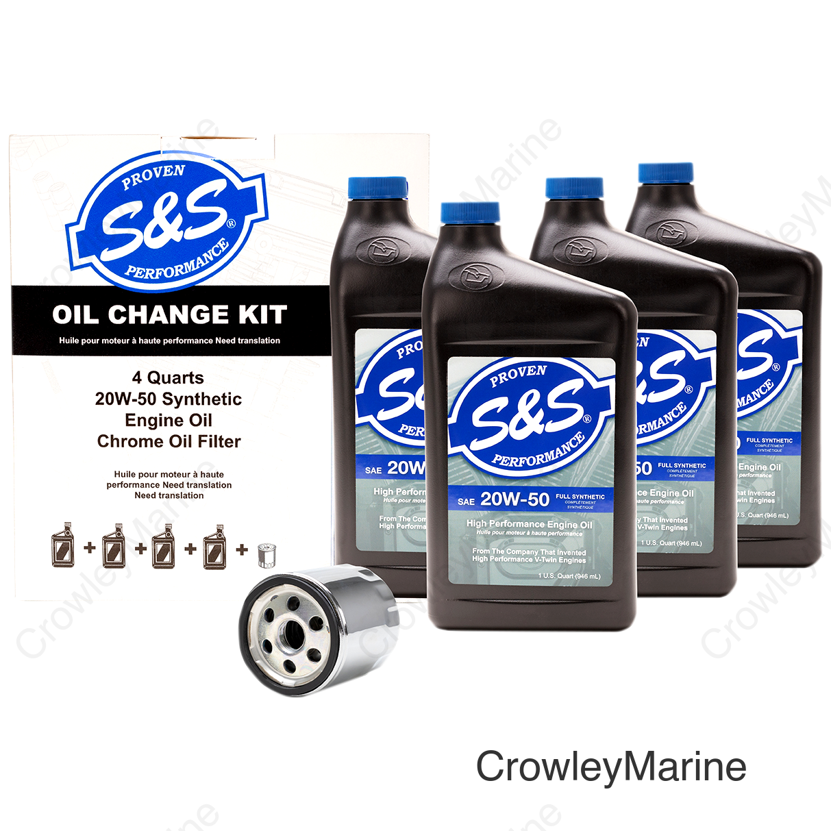 Oil Change Kit - Chrome Filter - '99-'17 Twin Cam - 4 US quarts