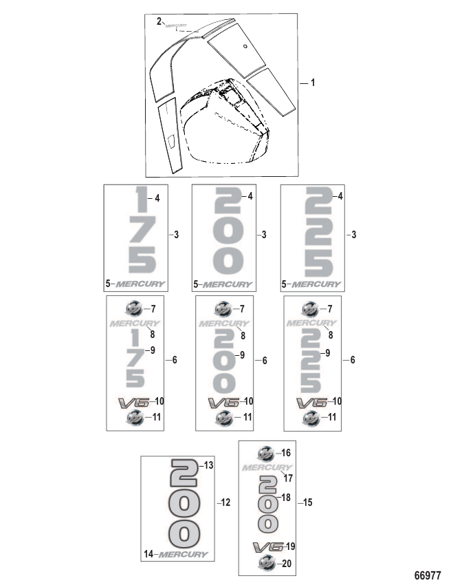 Serial Range Outboard 175 (4-STROKE) (3.4L) (V6) - 2B529482 & Up - Accent Panel