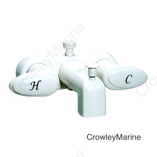 Valterra PF223261 Catalina Two Handle RV Tub Diverter Faucet, White w/White Handles