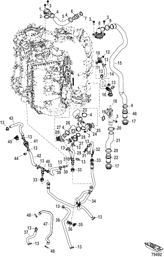 Serial Range Outboard 150R (4-STROKE) (3.4L) (V6) - 3B547096 & Up - Cooling System