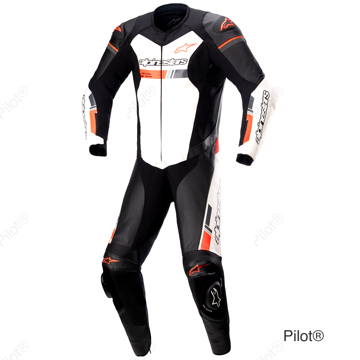GP Force Chaser 1-Piece Suit - Black/White/Red Fluo - US 42 / EU 52