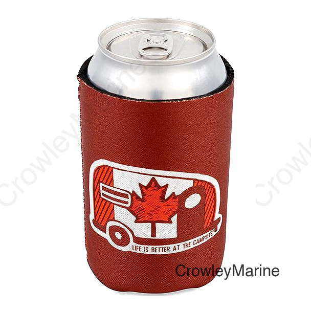 Camco 53373 Life Is Better At The Campsite Can Holder, Burgundy, Canada Flag/Camper