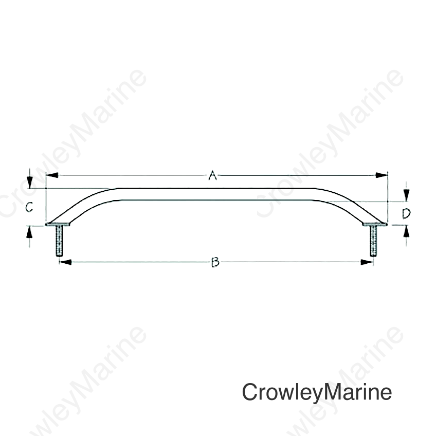 Sea-Dog 2546321 Stud Mount Flanged Handrail, Tube: 7/8" A: 13-1/2", B: 12", C: 2-1/4", D:1-1/2" , Fastener: 5/16"-18, Weight: .53 ,  Black Matte