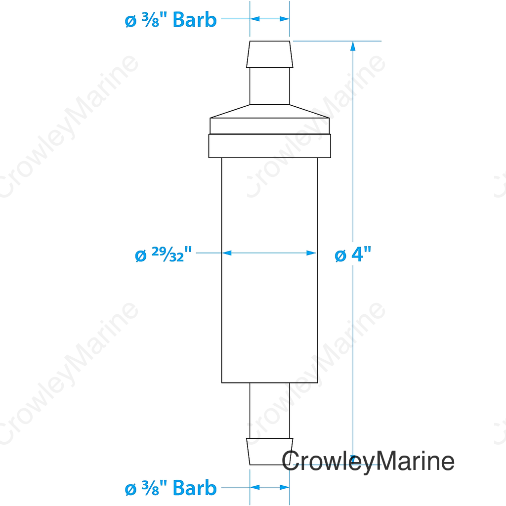 Seachoice in-Line Fuel Filter, 3/8 in., Plastic, Outboard, 20 Micron