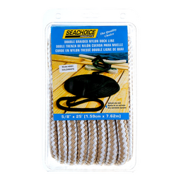 Seachoice Double-Braid Nylon Dock Line w/ Eye Splice, Pre-Shrunk, Heat Stabilized, 5/8 In. X 25 Ft., Gold White thumbnail-0
