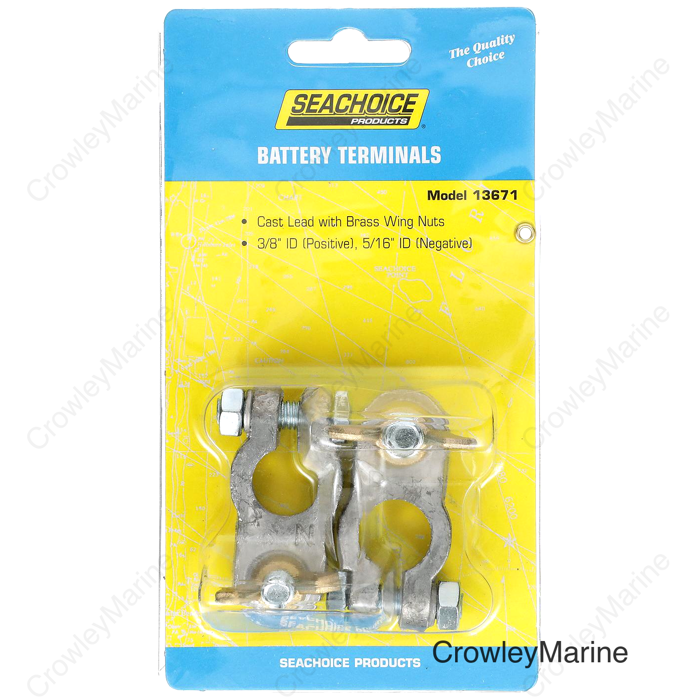 Seachoice Boat Battery Terminal Set w/ Wing Nuts, Includes Positive and Negative Terminals