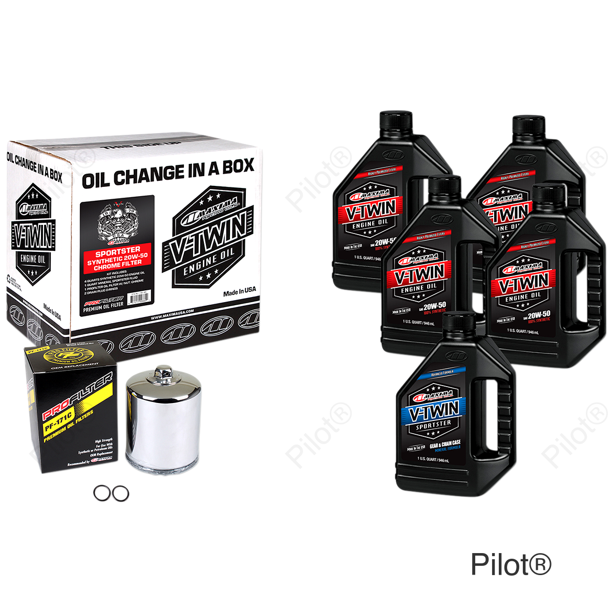 Sportster Synthetic 20W-50 Oil Change Kit - Chrome Filter