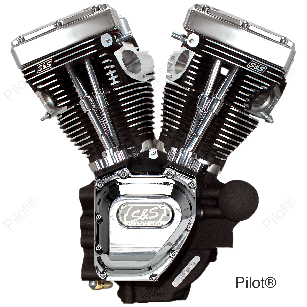 T143 Long Block Engine - Wrinkle Black and Chrome - Dyna