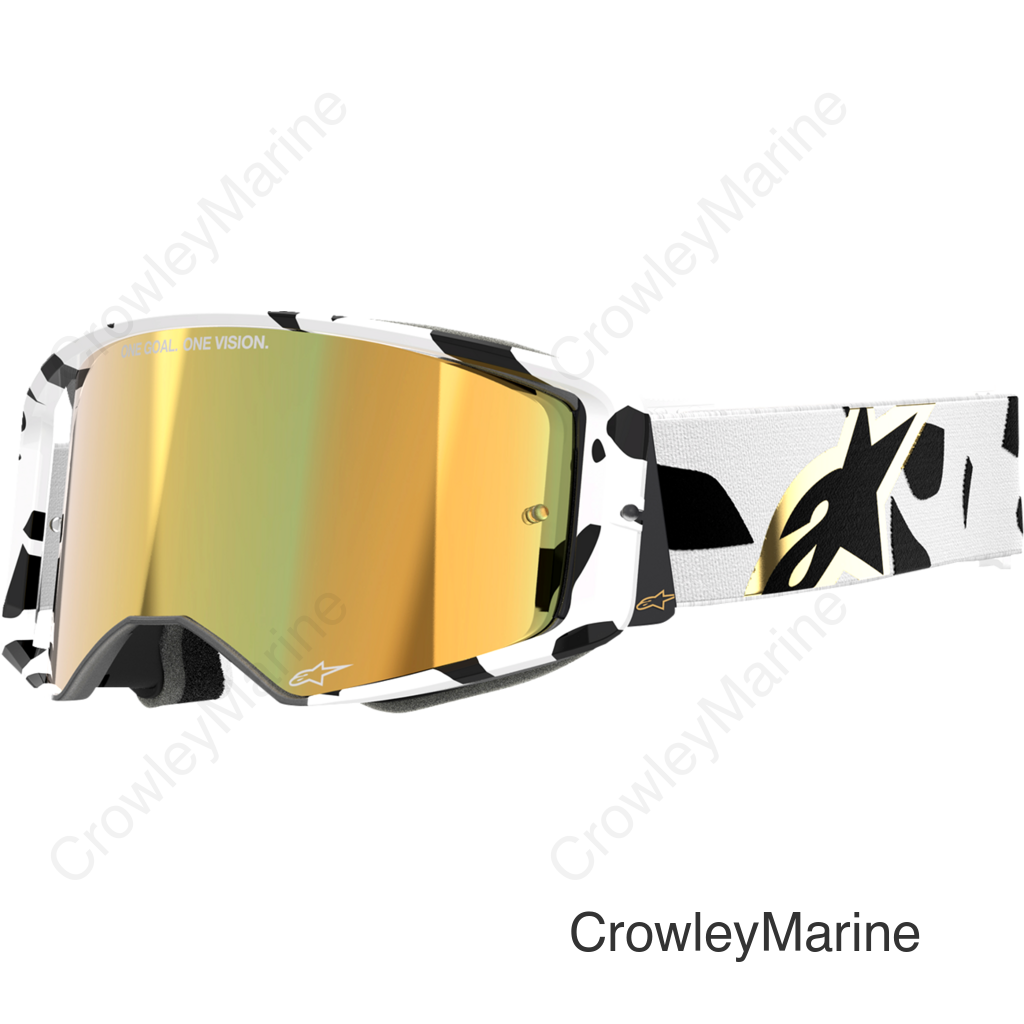 Supertech Goggle - Corp - White/Gold - ABS Vision - Gold Mirror