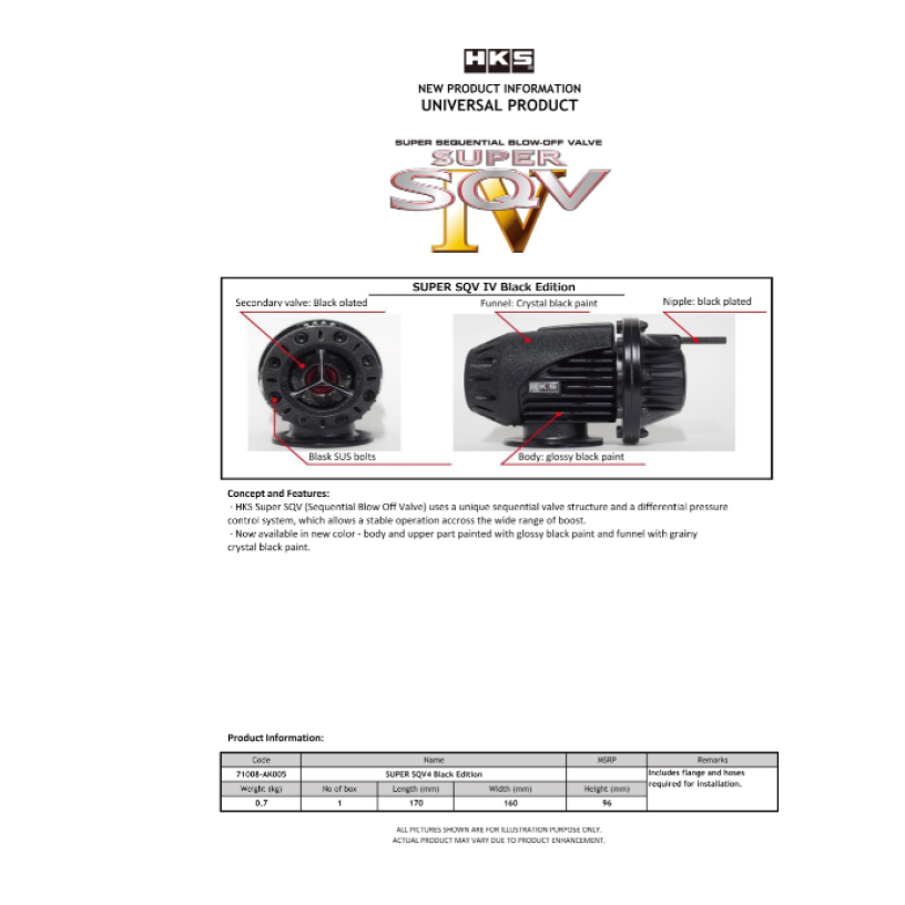 HKS SUPER SQV4 BLACK EDITION UNIVERSAL ASSY