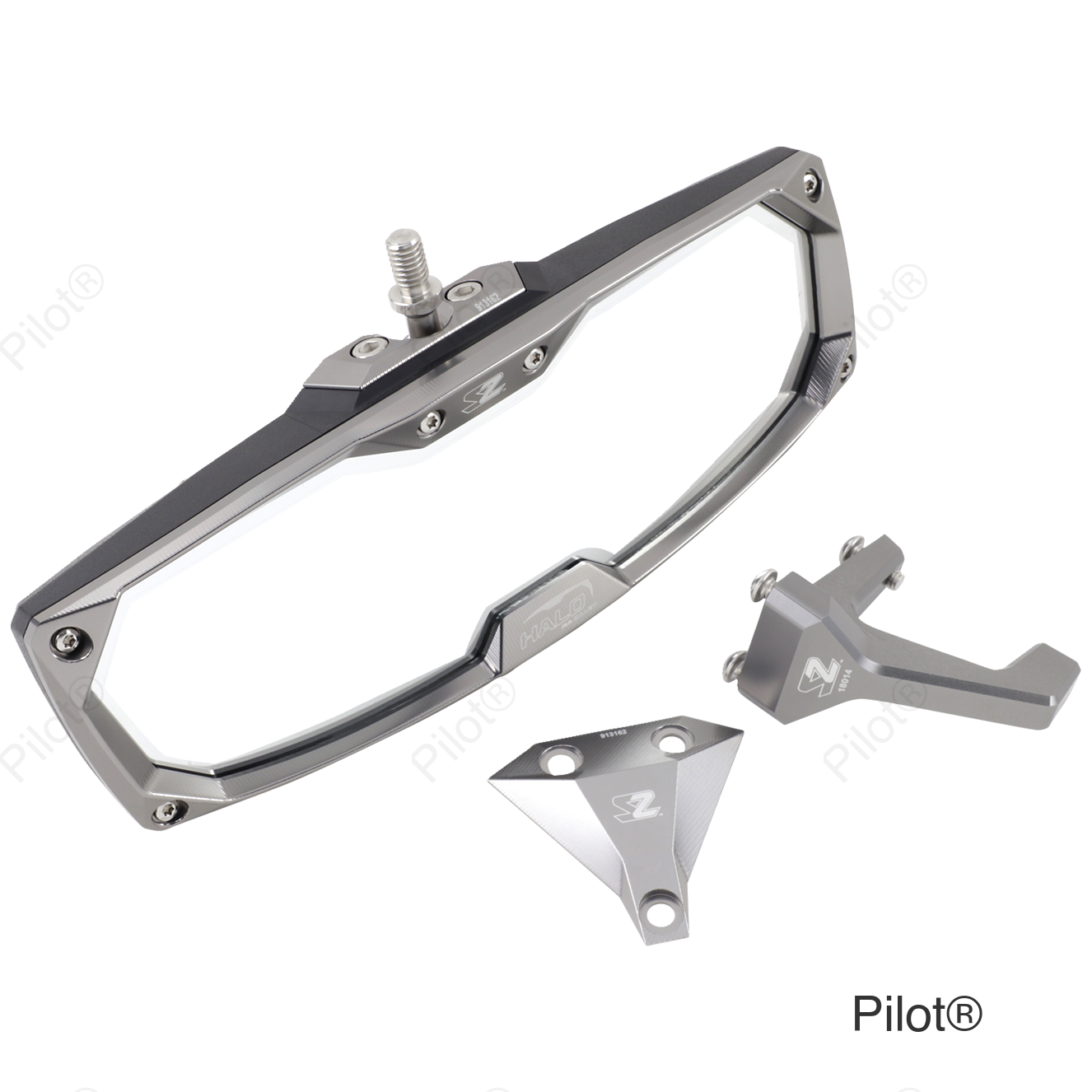 Mirror - Halo R - Rear View - Rectangle - Silver - X3