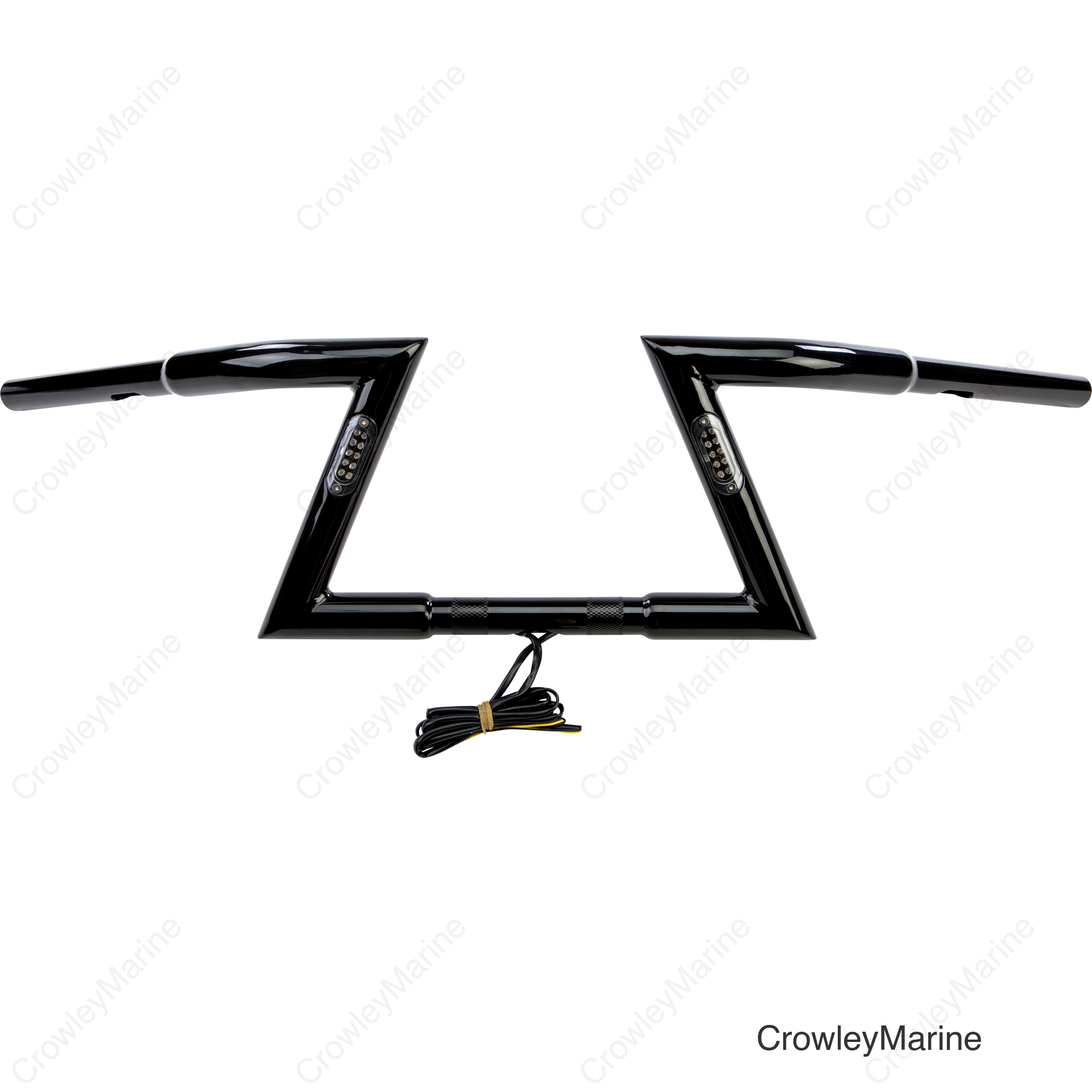 GLOSS BLACK Z BARS 8" RISE W/LED TURN SIGNALS