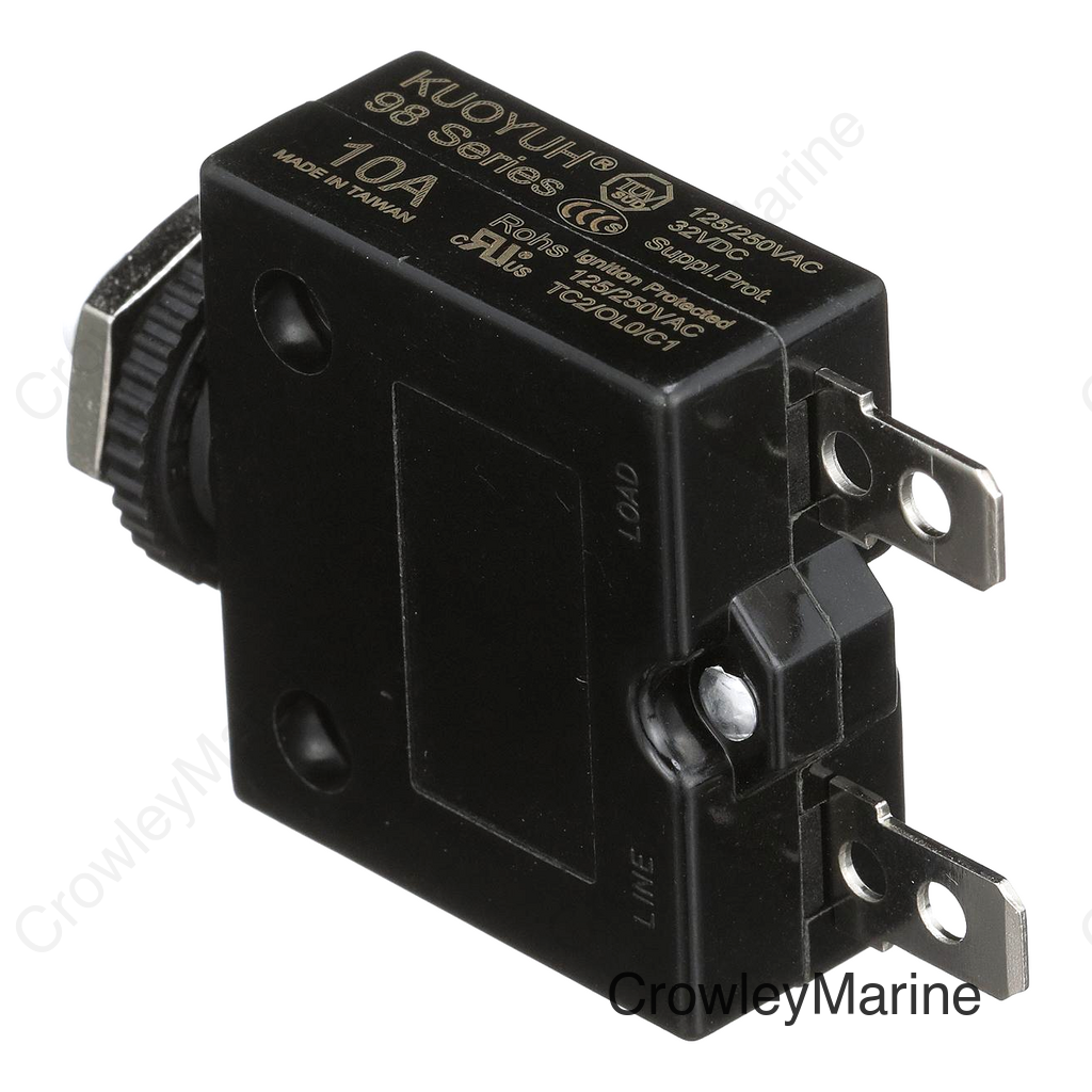 Seachoice Circuit Breaker, Push to Reset, 10 Amp