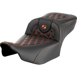 Roadsofa™ Extended Reach Seat - without Backrest - Lattice - Orange Stitch - FLTR/FLHX '23-'24