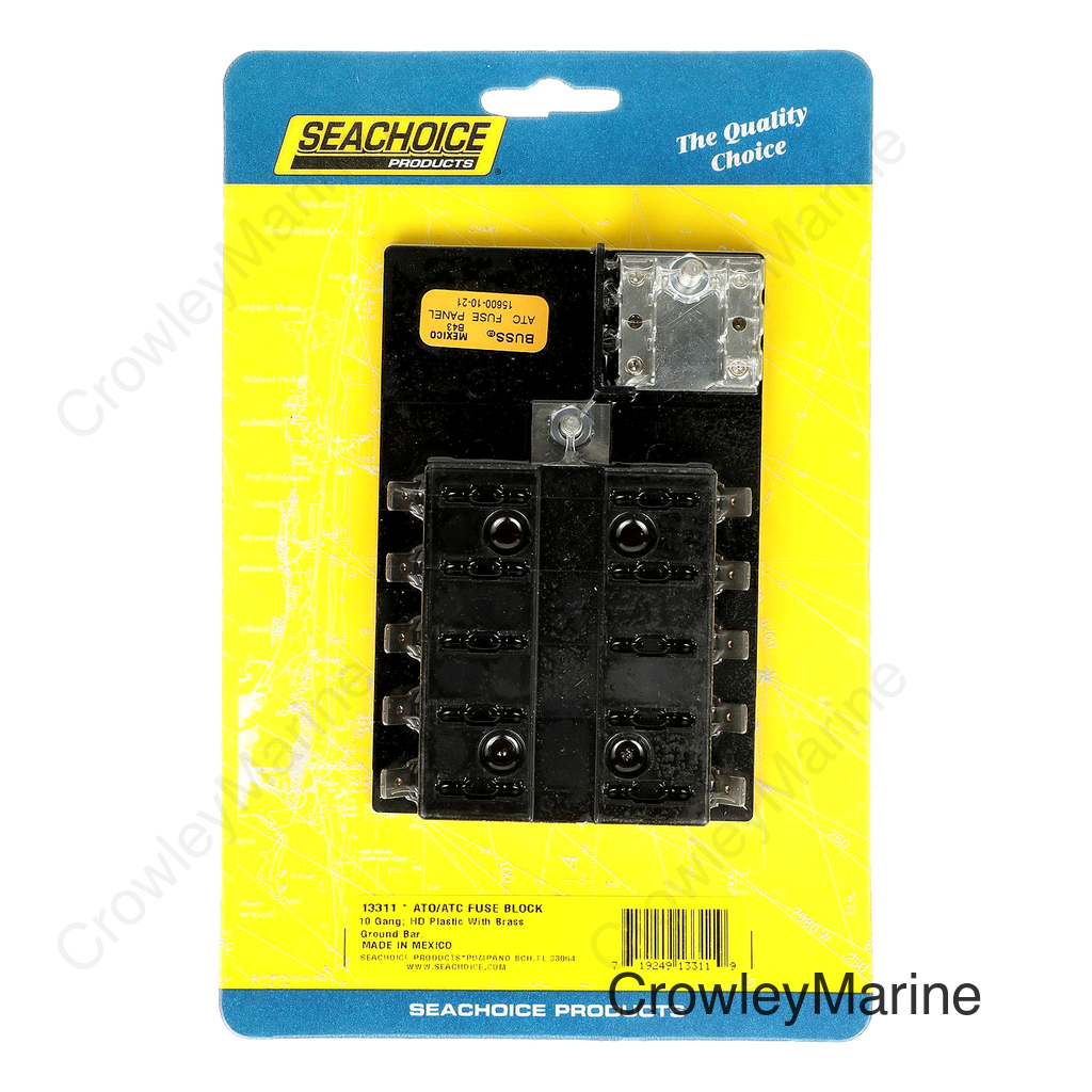 Seachoice Fuse Block ATO/ATC, 10 Gang Ground Bar 12V