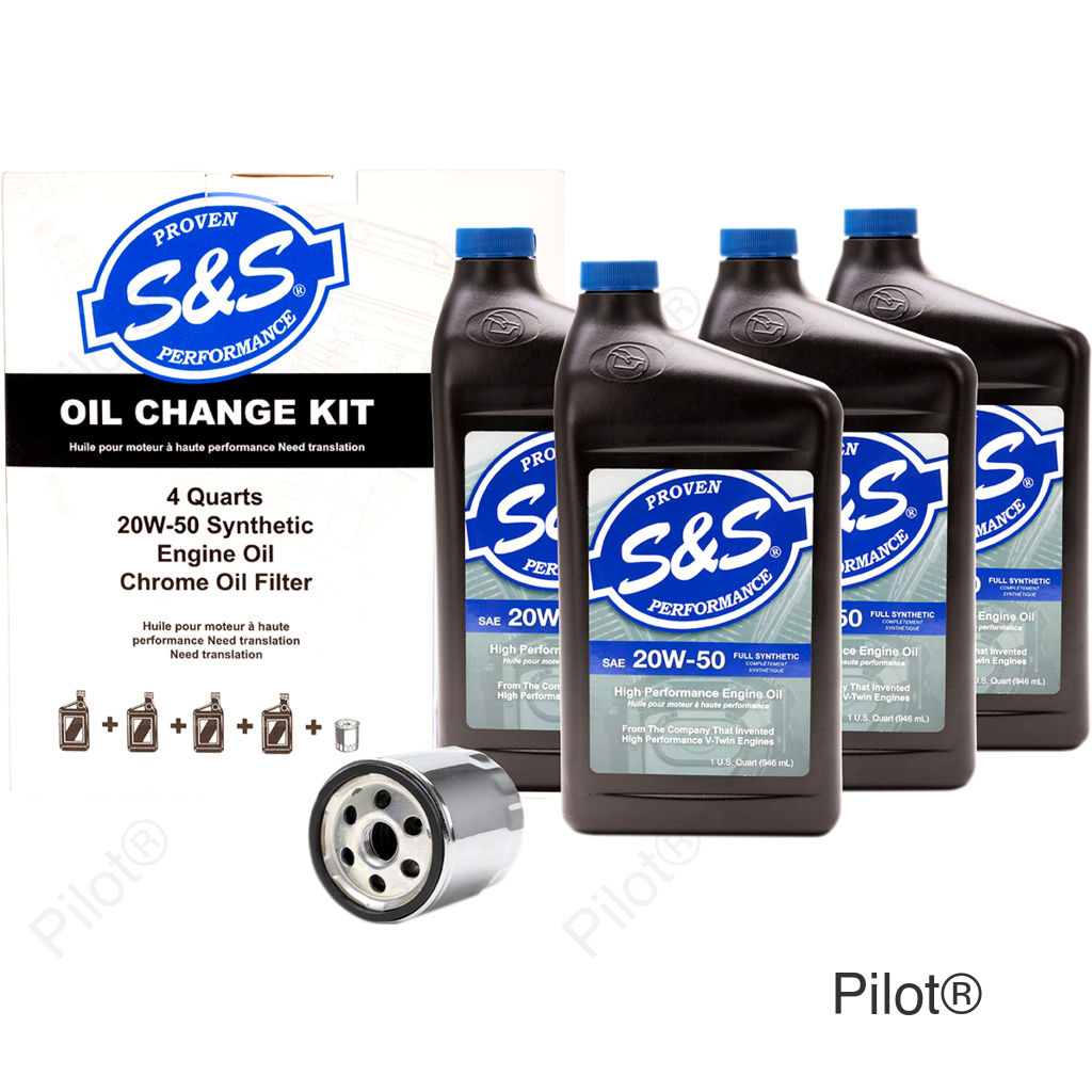 Oil Change Kit - Chrome Filter - '84-'99 Big Twin/'86-'22 Sportster - 4 US quarts