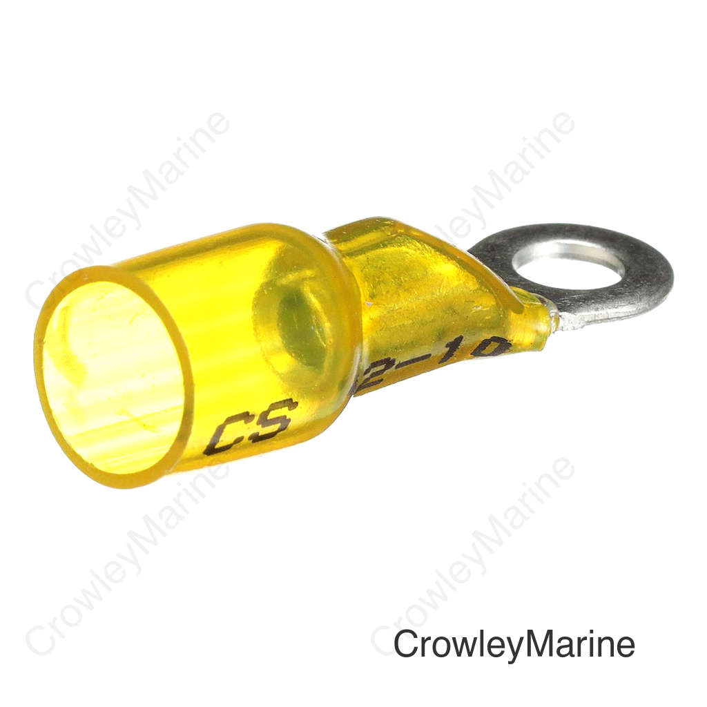 Seachoice Marine Grade Heat-Shrinkable Ring Terminal, Fits #10 Stud, 12-10 Wire Range, Yellow, Pack of 25