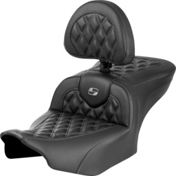 RoadSofa™ Seat - with Backrest - Carbon Fiber - Lattice Stitch - Gray Stitch - FLTR/FLHX '23-'24 thumbnail-2