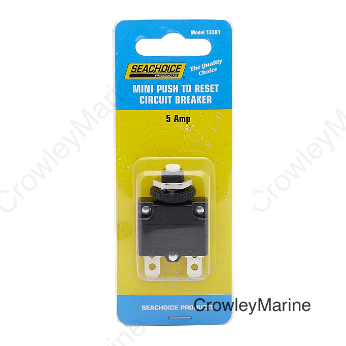 Seachoice Circuit Breaker, Mini, Push to Reset, 5 Amp