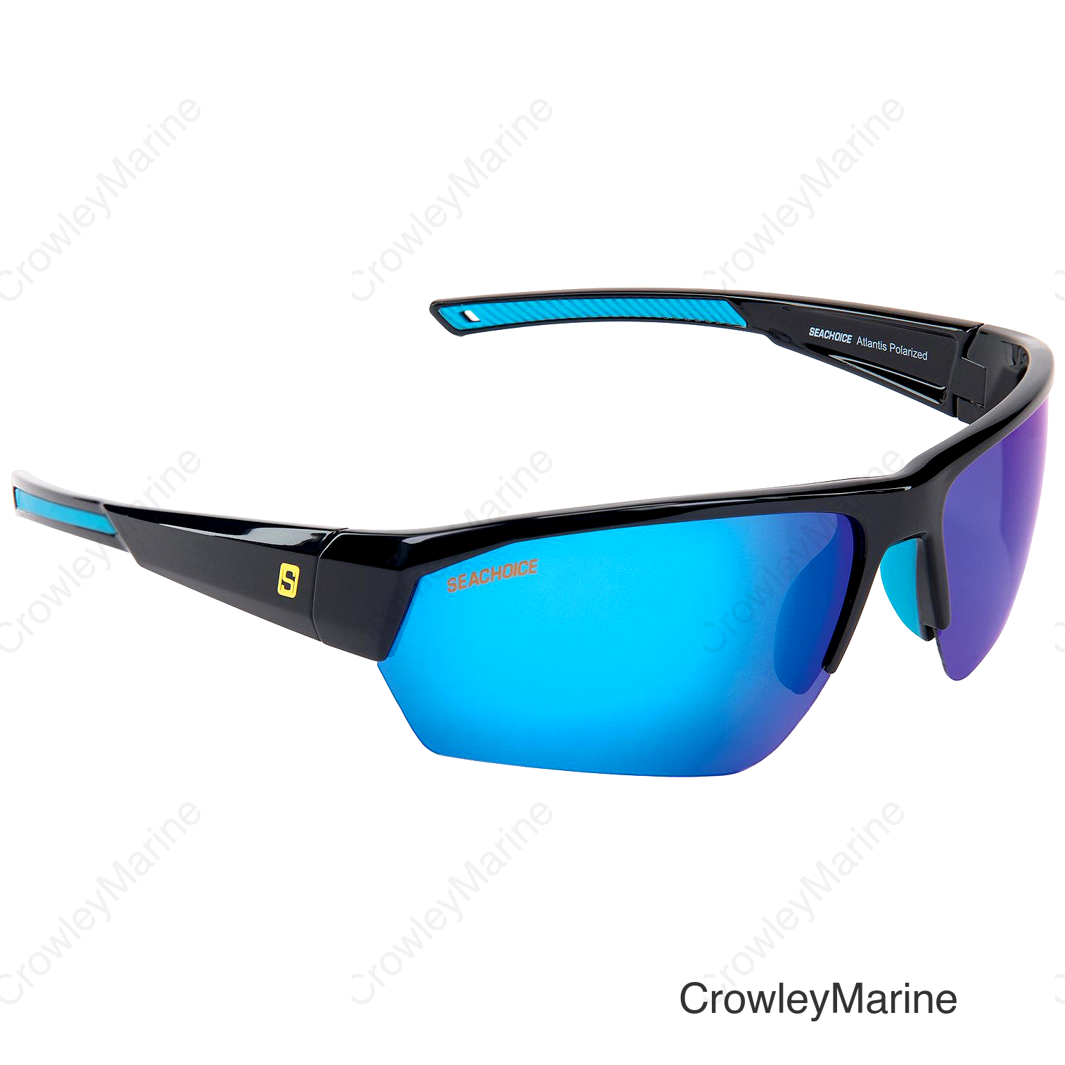 Seachoice 98820 "Atlantis" Polarized Sunglasses, Frame: Shiny Black, Lens: Blue Mirror