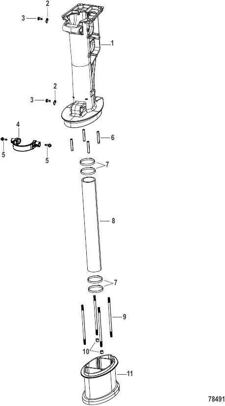 Serial Range Outboard 110e (Electric)(11kW) - 1Q007992 & Up - Control Head Lower