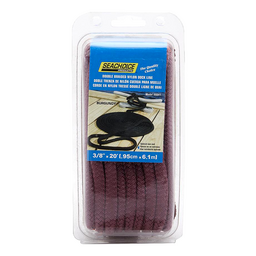 Seachoice Double-Braid Nylon Dock Line w/ Eye Splice, Pre-Shrunk, Heat Stabilized, 3/8 In. X 20 Ft., Burgundy thumbnail-6