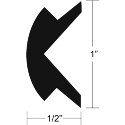 70'L x 1"H x 1/2"W, Black