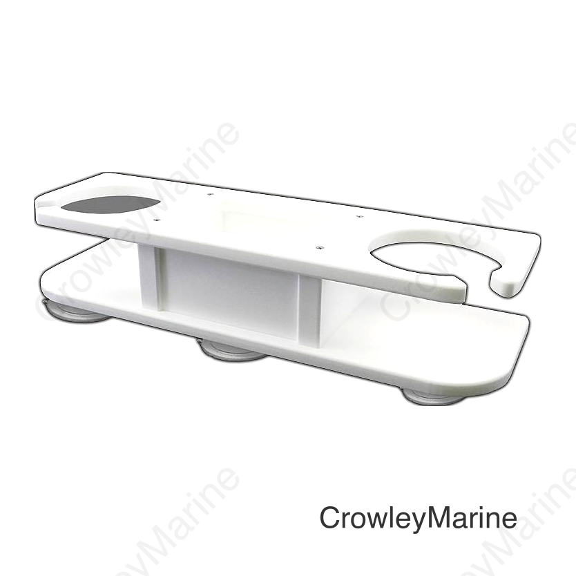 Taco P012000W 2 Drink Holder, White Poly w/"Catch All" & Suction Cup Mt.