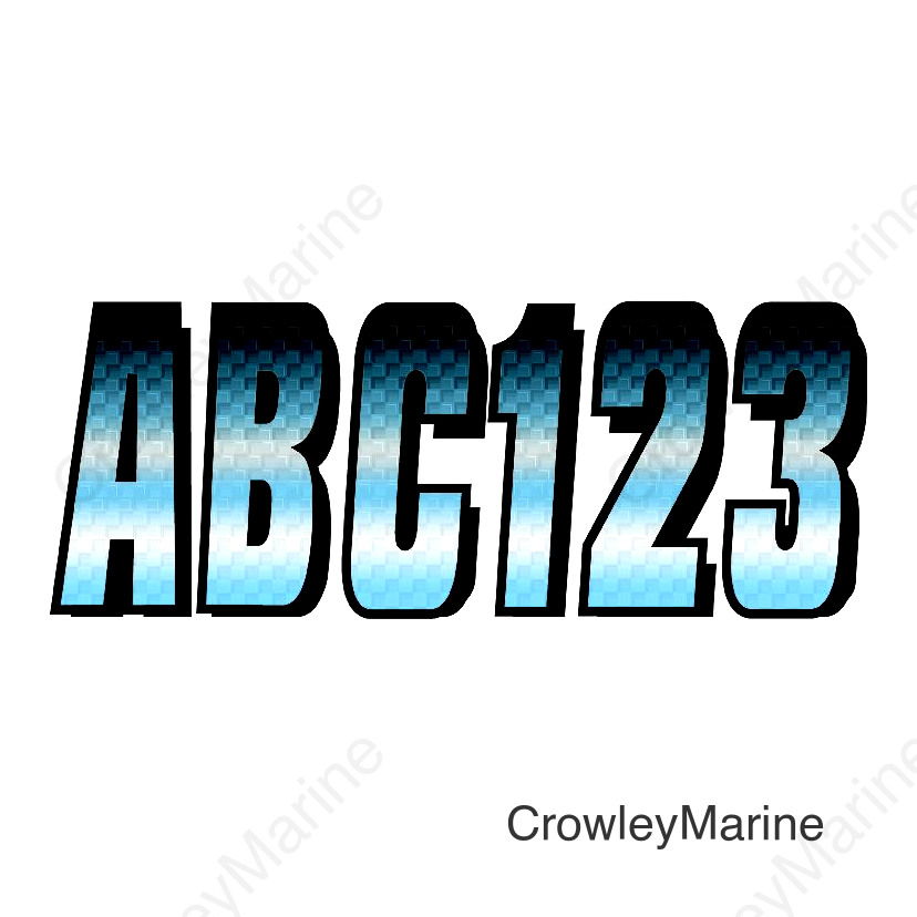 Hardline Series 300 Registration Kit, Carbon Fiber With Block Font and Top to Bottom Color Gradations (Includes 4 Sets of 3" A-Z, 0-9)