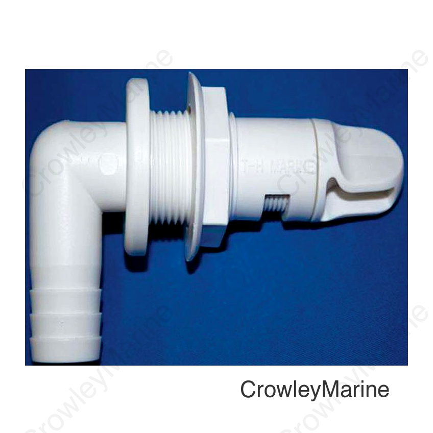 T-H Marine AHV92DP Aerator Spray Head 90° Fixed Flange w/Shut Off, 3/4", White