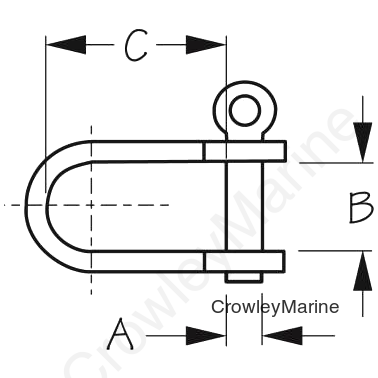 Stainless Steel STRIP "D" Shackle 1/2"X11/1 6" (140051)