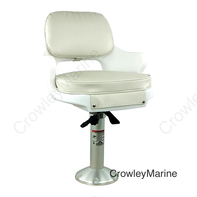 Springfield Yachtsman Fixed Height Chair Package, White (Includes Seat With Armrest and Cushions, Pedestal With Base and Locking Slide/Swivel)