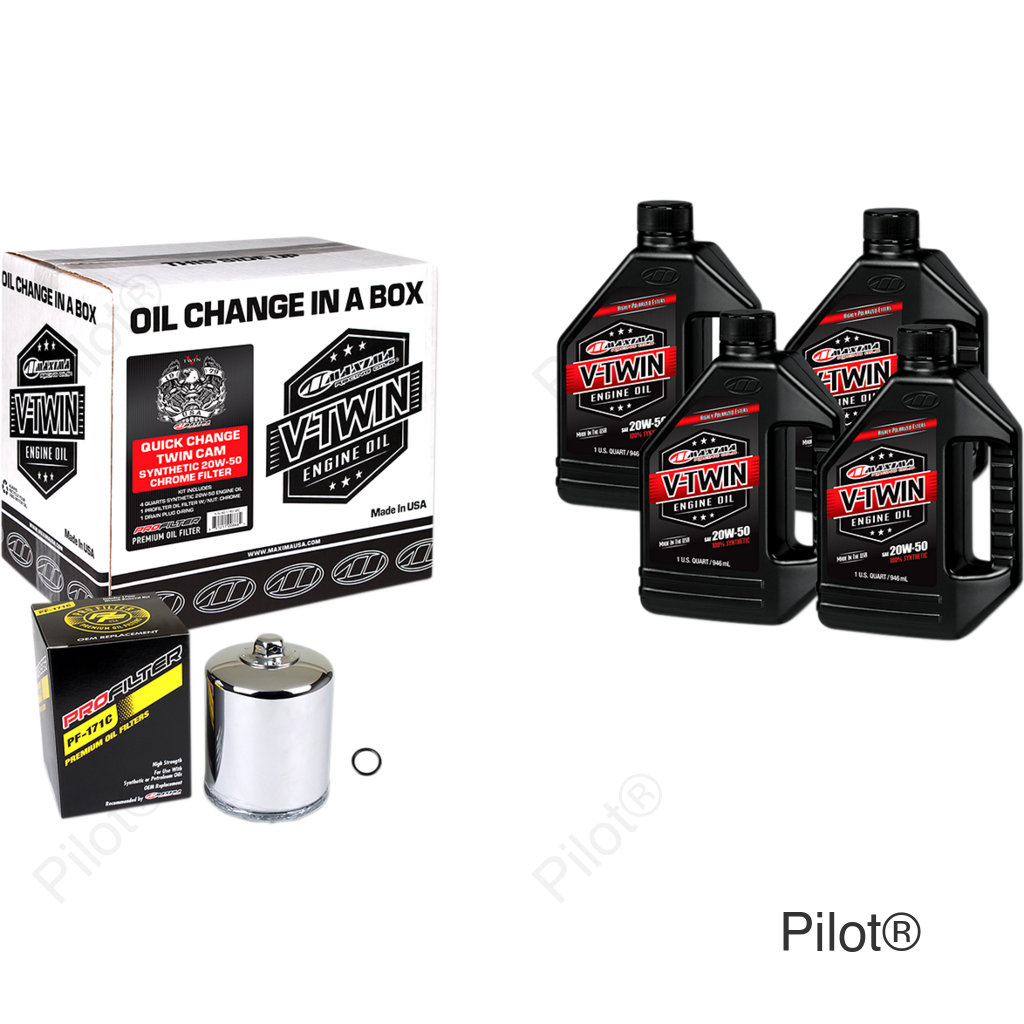 Quick Change Twin Cam Synthetic 20W-50 Oil Change Kit - Chrome Filter