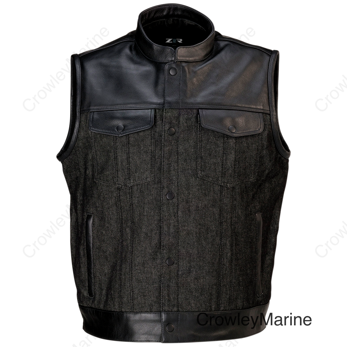 VEST LTHR/DNM LINCH BK LG