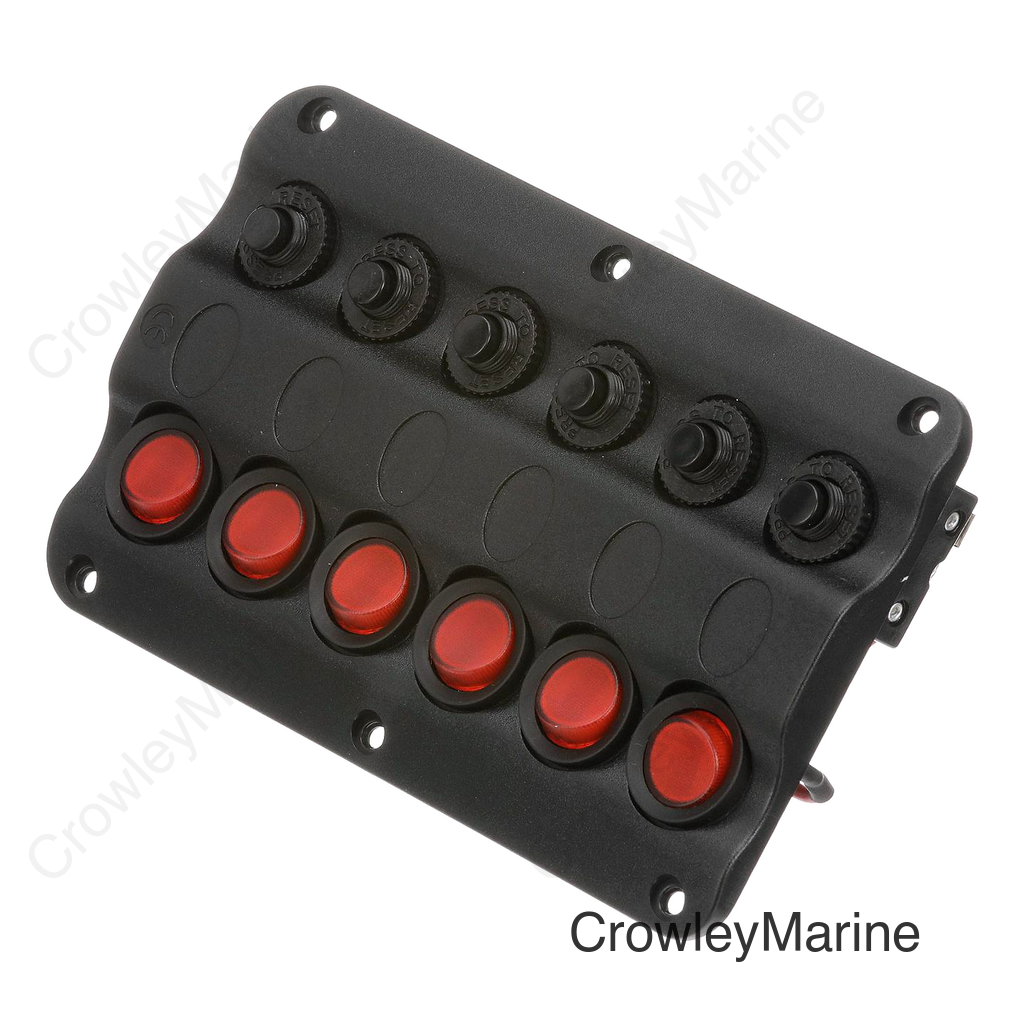 Seachoice LED 12V 6-Switch Distibution Panel, Pre-Wired, Boat Panel Mount