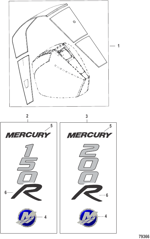 Serial Range Outboard 150R (4-STROKE) (3.4L) (V6) - 3B547096 & Up - Accent Panel