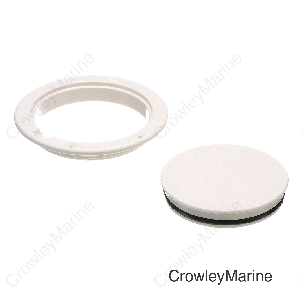 Seachoice White Pry-Up Deck Plate, Watertight, Up to 6-1/2 in. Diameter Hole
