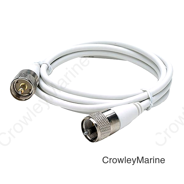 Seachoice 19781 5' RG58U White Coaxial Antenna Cable Assembly, Includes PL259 Fittings on Both Ends