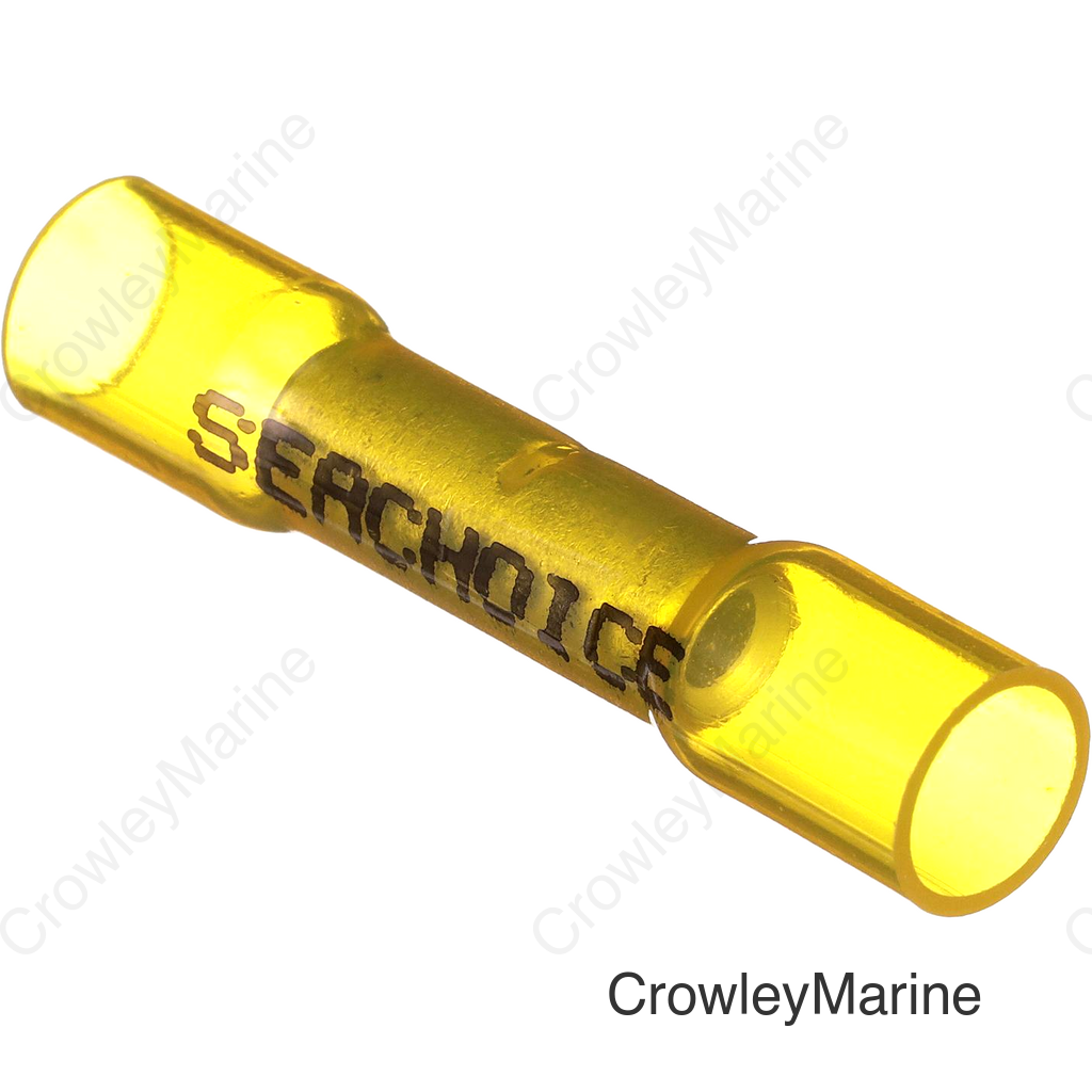 Seachoice Heat Shrink Butt Connector Wire, Solderless, Fits 12-10 Wire Range, Yellow, Pack of 25