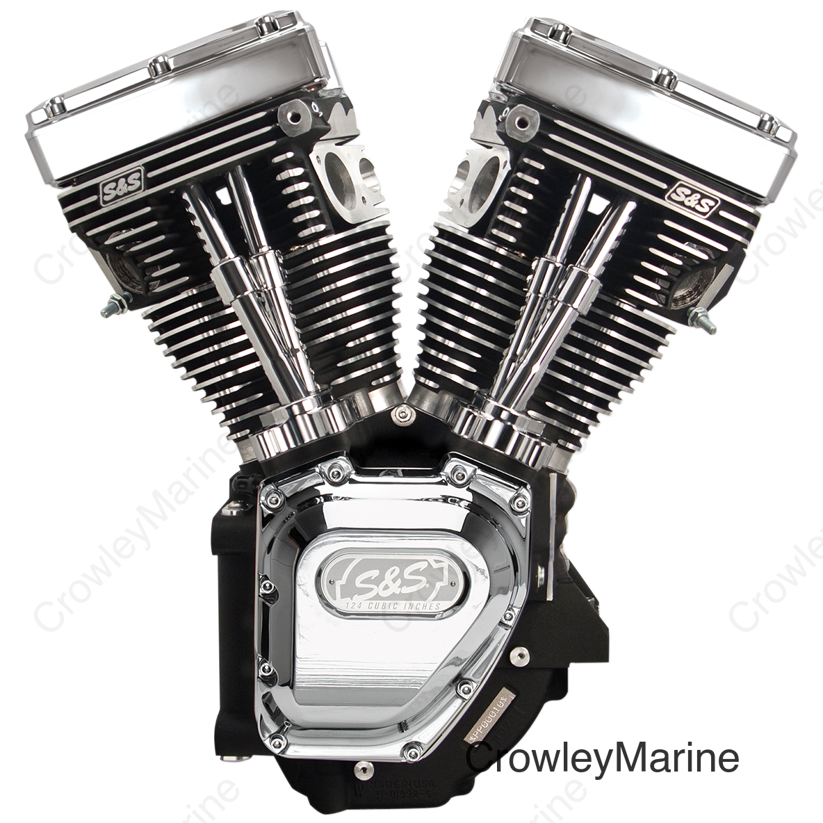 T124 Long Block Engine - Wrinkle Black and Chrome - Touring | Dyna