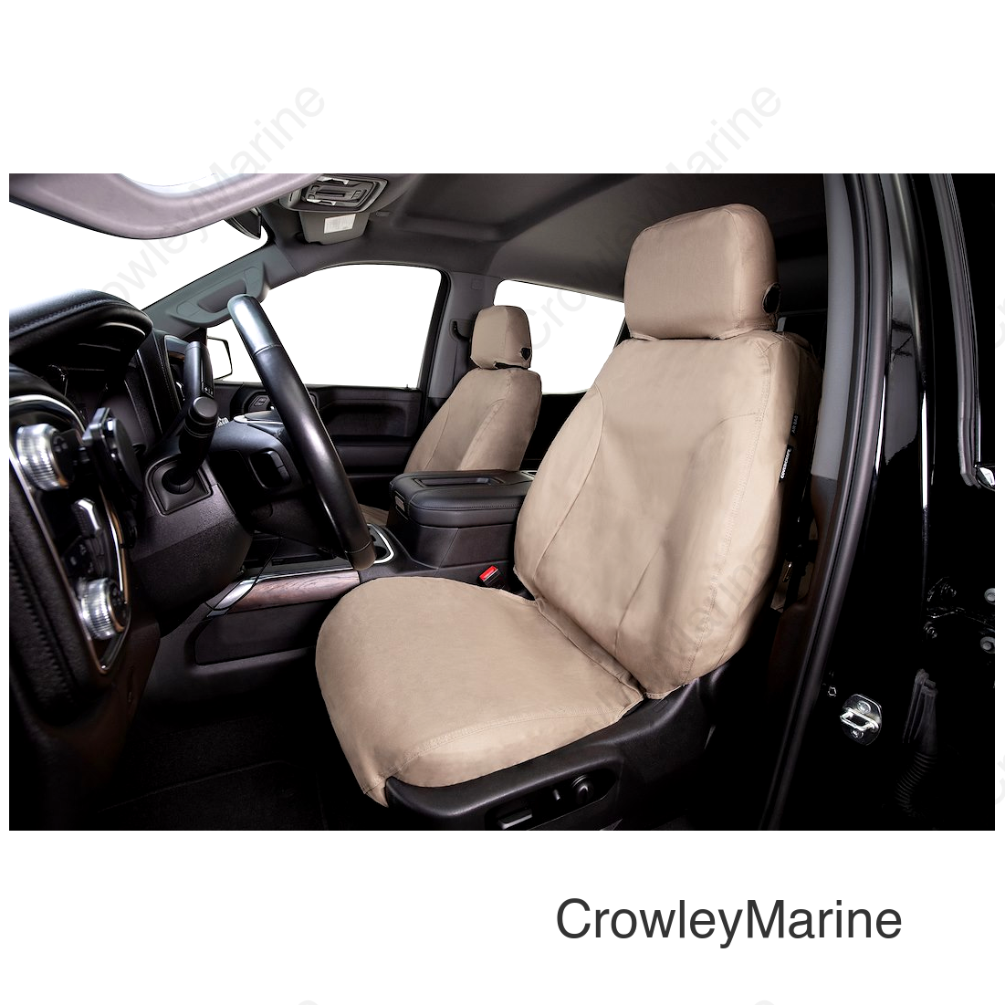 Covercraft 15-18 Ford F150 Polycotton SeatSaver Custom Front Row Seat Covers - Taupe
