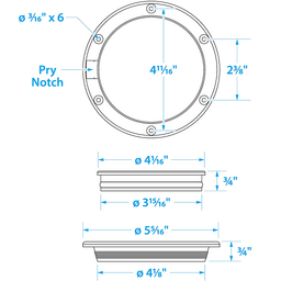 Seachoice White Pry-Up Deck Plate, Watertight, Up to 4-3/8 in. Diameter thumbnail-2