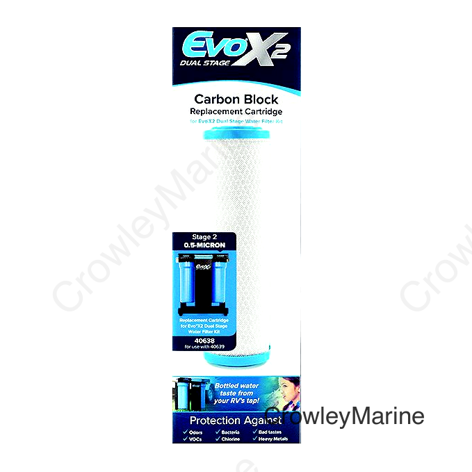 Camco 40638 EVO X2 Replacement Carbon Block Cartridge f/Dual Stage RV Water Filter