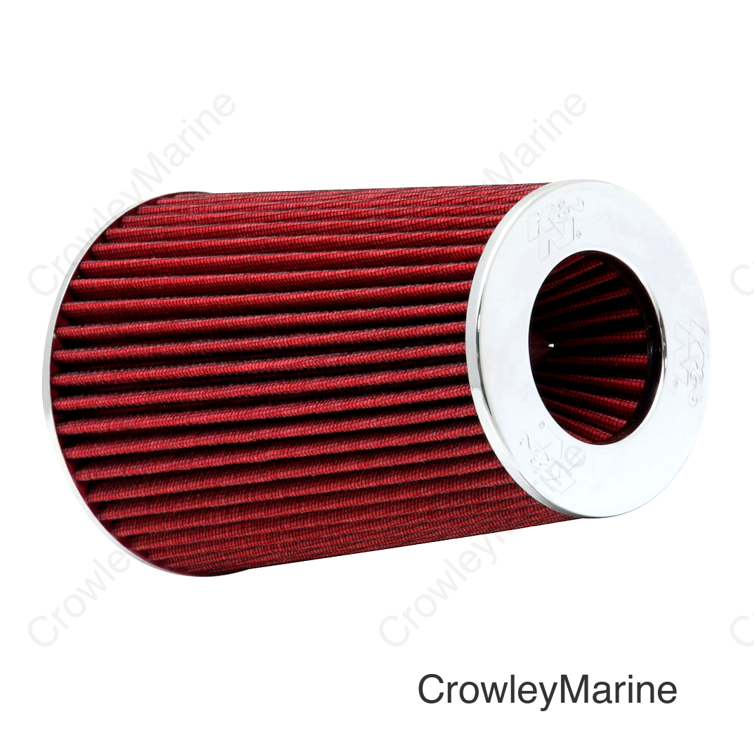 K&N Universal Air Filter Chrome Round Tapered Red - 4in Flange ID x 1.125in Flange Length x 9.5in H